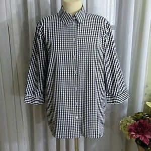 Size 12 checked black white gray button-down shirt